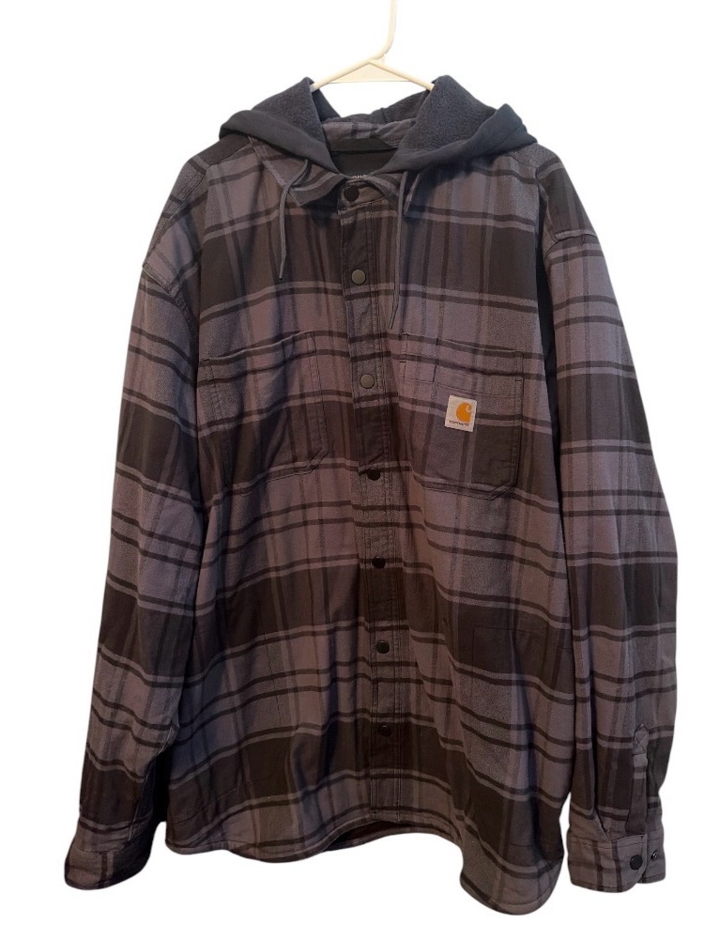 Carhartt Men's Hamilton Relaxed Fit Plaid Hooded Shirt Jac Size 2XL